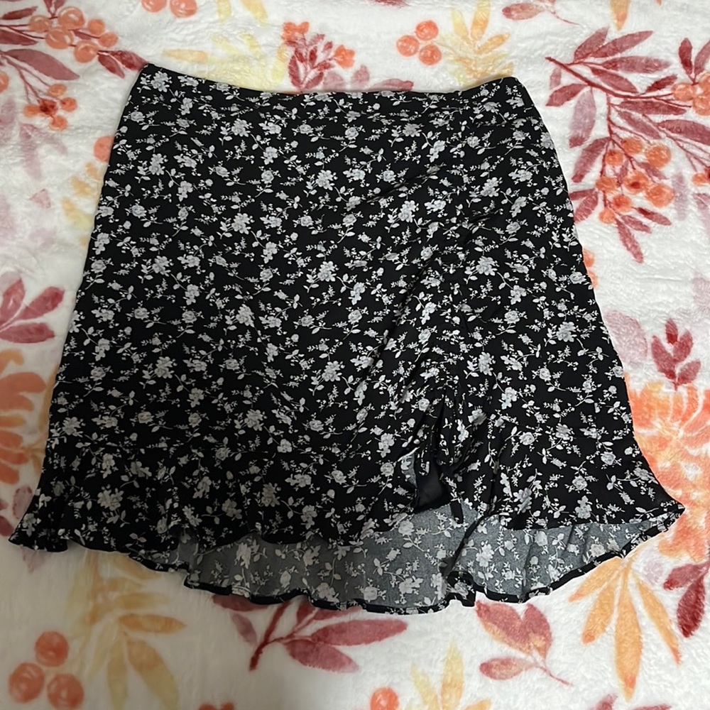 Black floral skirt